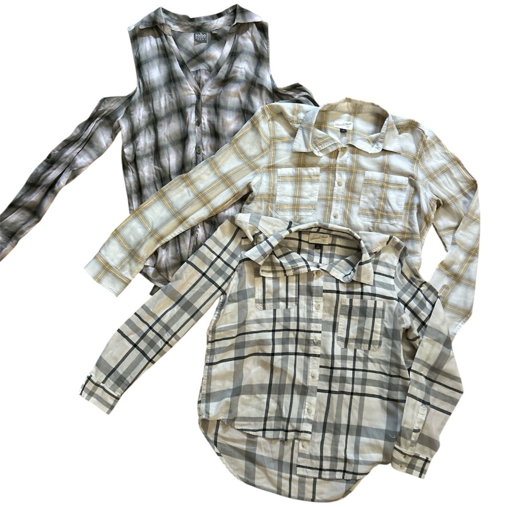 Plaid Button Down Shirts - set of 3
